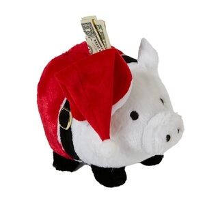 Christmas Santa Piggy Bank for Kids Stuffed Animal Pig Coin Bank